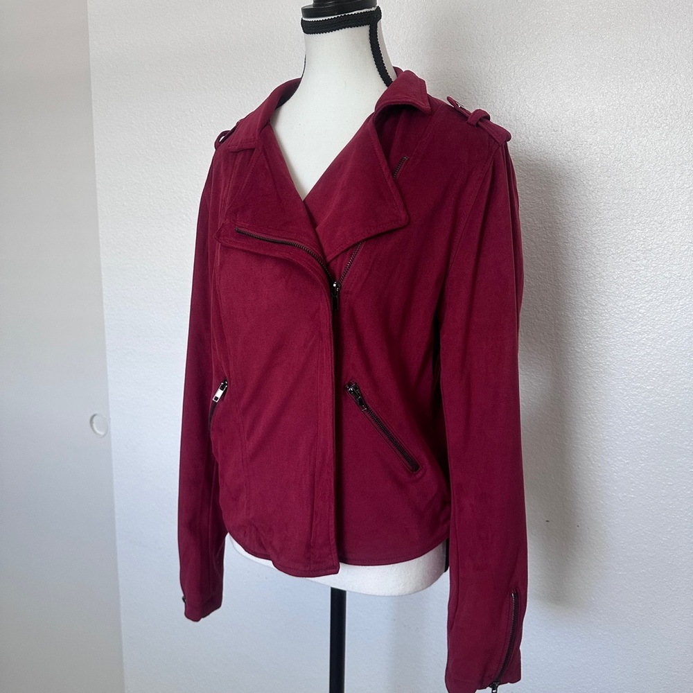 Women's Red Asymmetrical Moto Jacket